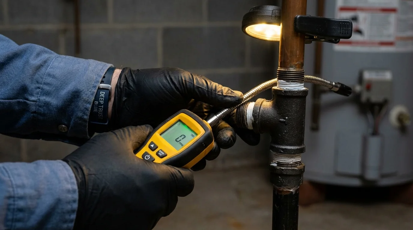 Gas leak detection with electronic sniffer by Johns Plumbing LLC in Nutley